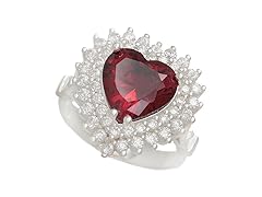 Sterling Silver CZ Heart Double Halo Ring- Pick Size