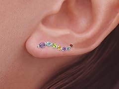 Silver Gen Gemstone Ear Pin Earrings