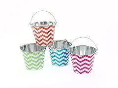 Chevron Tin Bucket 5.5"H Set of 4