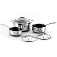 6-Piece HexClad Hybrid Nonstick 2/3/8-Quart Pots Set with Tempered Glass Lids, Stay-Cool Handles, Dishwasher-Friendly