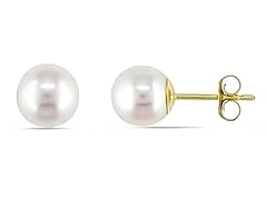 14k Gold 6-6.5mm White Pearl Earrings