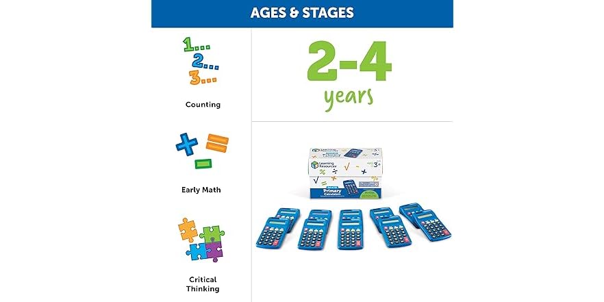 Learning Resources Primary Calculator, Set of 10
