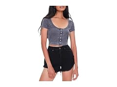 Forever 21  (XS) Button-Front Crop Top