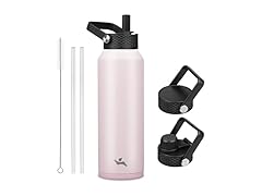 40oz Insulated Stainless Steel Water Bottle with 3 Lids,Pink