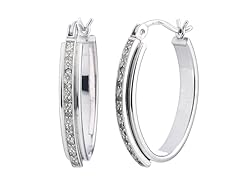 Sterling Silver 0.10 CT Diamond Hoop Earrings
