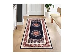 Superior Elegant Floral Medallion Border Washable Indoor Area Rug
