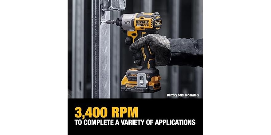 DEWALT 20V MAX XR Brushless Impact Driver – 1/4 Inch, 3-Speed, 1825 In-lbs Torque, 3400 RPM, Tool Only (Renewed)
