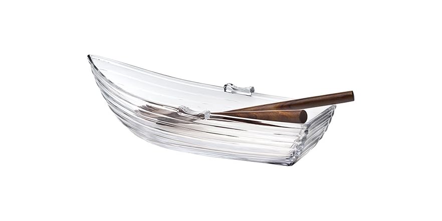 row boat serving bowl w/oar utensils