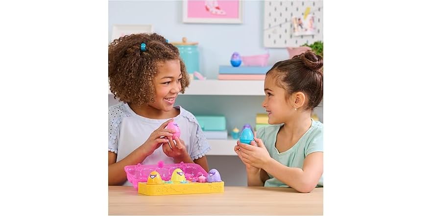Pink & Yellow Egg Carton Toy, 6 Mini Figures