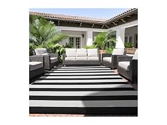 STRICKLANDHOME Outdoor Rug 8x10ft B&W
