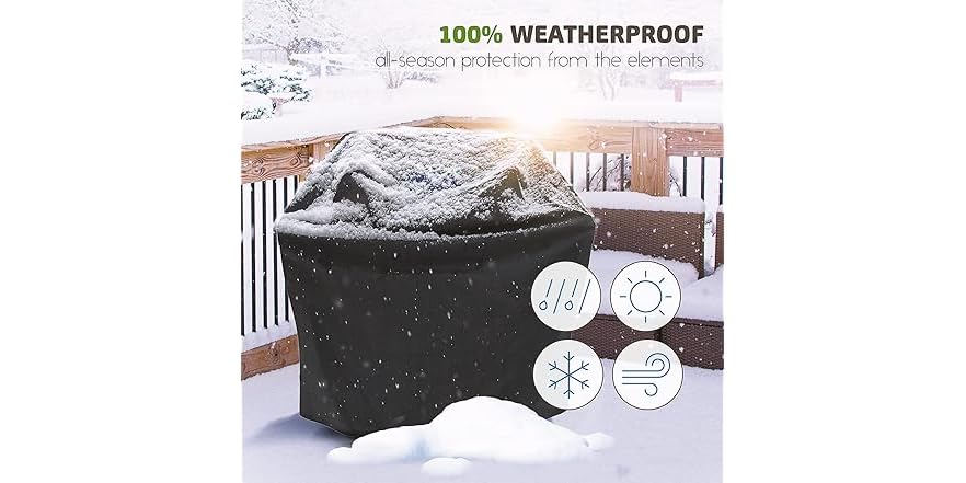 Nestl Heavy Duty BBQ Grill Cover - 72 Inch, Waterproof, With Storage Pocket, 6 Liners & Brush (Gray)