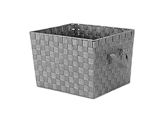 Whitmor GREY Woven Tote, 13 by 15 by 10"