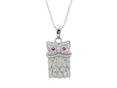 Sterling Silver Pave Puffy Fluffy Owl Pendant