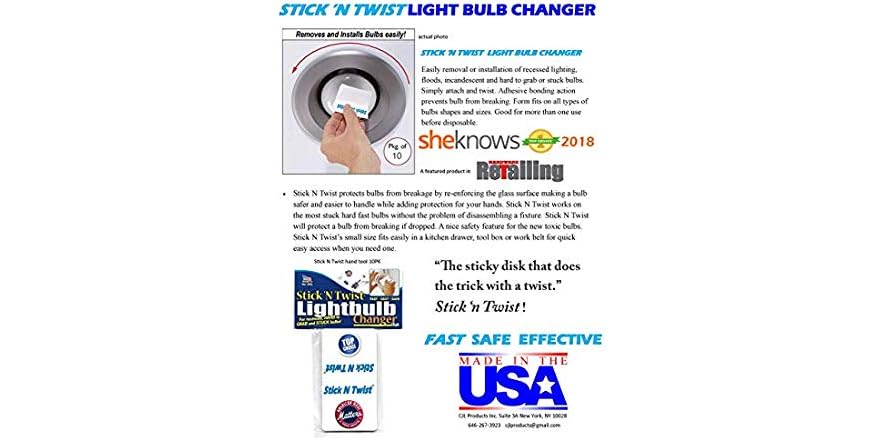 Stick N Twist Light Bulb Changer, 10-pack