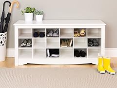 White Shoe Storage Cubbie Bench