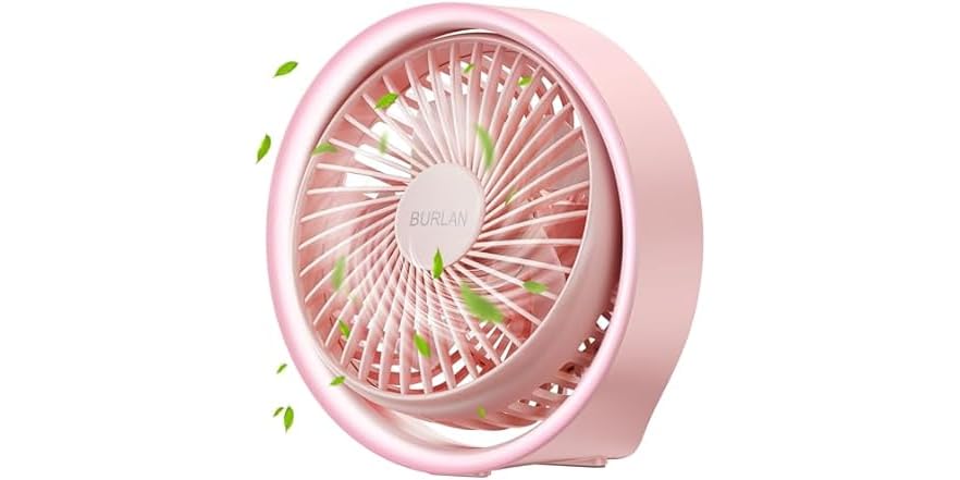 BURLAN Cordless Pink Desk Fan