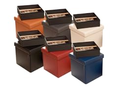 FHE 15" Faux Leather Storage Ottoman w/Divider Trays
