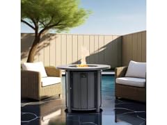 Black 30" Wood-Grain Propane Fire Table