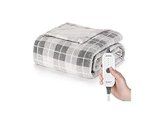 Sunbeam Royal Luxe Rodeen Plaid Grey Heated Personal Throw