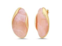 18K Gold Pink Resin Stud Earrings