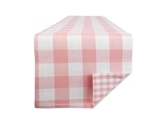 DII Gingham Check Tabletop Collection, Pink, Table Runner
