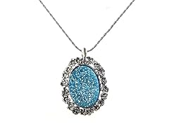 SS Blue Drusy Quartz Pendant