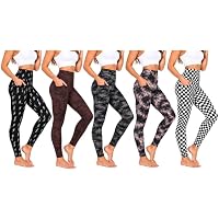 5-Pack Women's Printed Fleece Leggings with Side Pockets