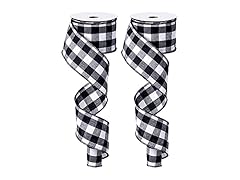 2Pcs 11 Yard Wired Edge Plaid Ribbon 
