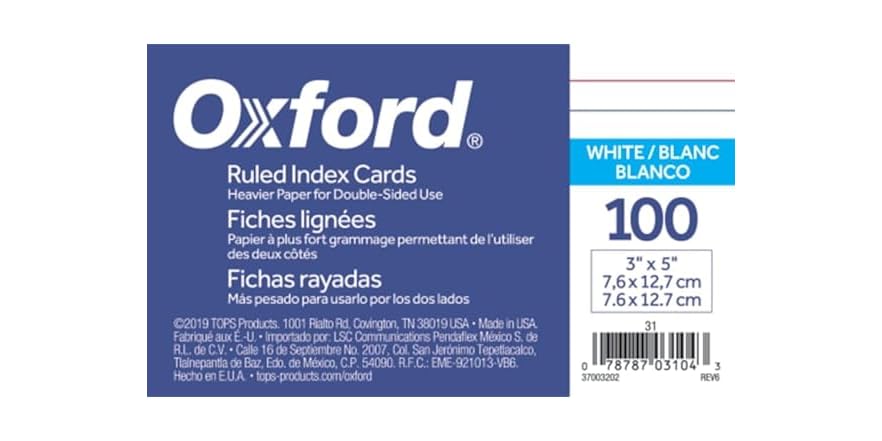 Oxford Ruled Index Cards