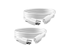 BN-LINK 6ft White Outdoor Extension Cord 16/3 SJTW, 2 Pa