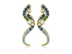 Betsey Johnson Pave Crystal Snake Front & Back Linear Earrings