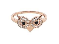 14K Rose Gold Plated Pave Owl Ring