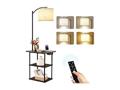 PESRAE Remote Lamp End Table - Rustic
