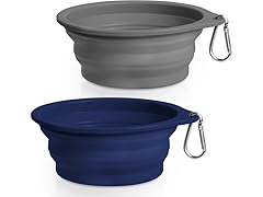 Rest-Eazzzy 2-Pack Collapsible Dog Bowls Grey, Navy