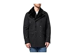 Men's Outerwear Faux Fur Wool Coat (L)
