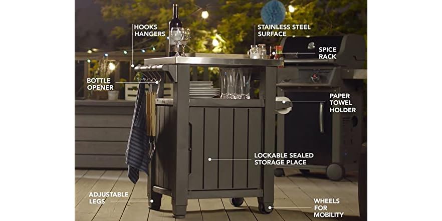 Keter Unity Portable Outdoor Table and Storage Cabinet