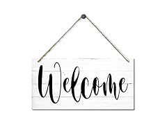 Welcome Hanging Wood Sign 2 Pack