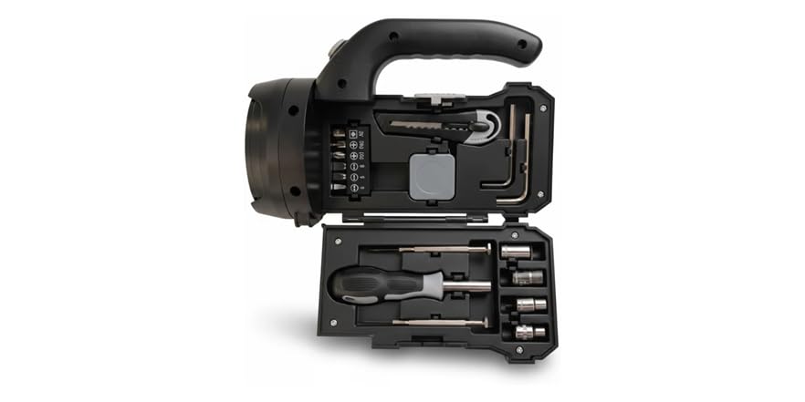 Hand Lantern Flashlight with Built-In 17-Piece Tool Set