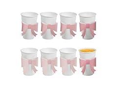 Fun Express White Disposable Paper Cups with Pink Bow