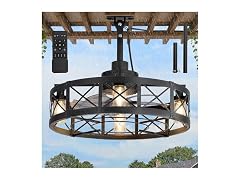 LEDIARY Black 22" Outdoor Ceiling Fan with Lights