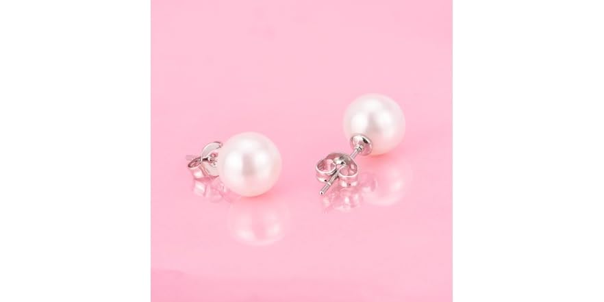 thumbnail interactive-video image 1 of 14K Solid Gold Pink Freshwater Cultured Pearl Stud Earrings – Oval, Handmade 1 of 4