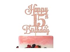 Bytorjar Happy 15th Birthday Cake Topper