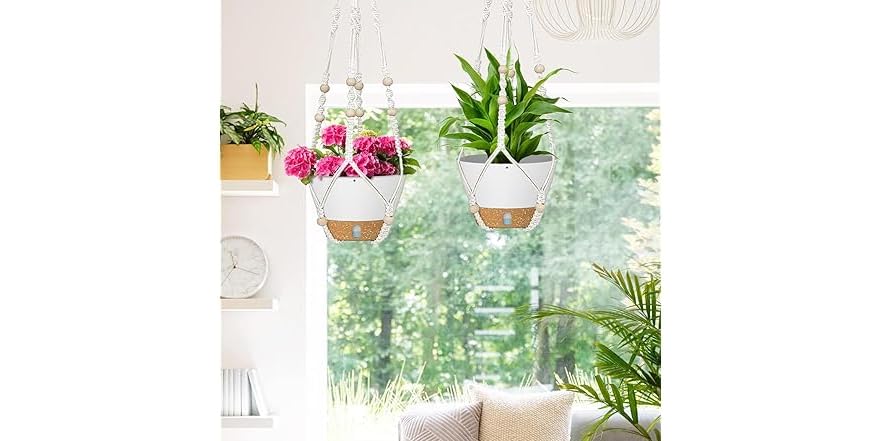 AKEIE Macrame Plant Hanger 3 Pack Indoor & Outdoor