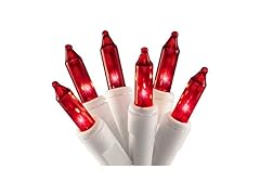 100 Red Christmas Lights White Wire 3-Pack