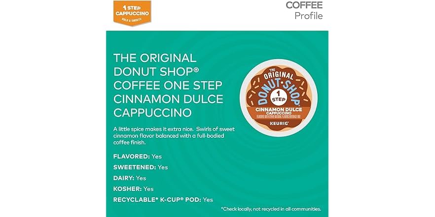 The Original Donut Shop Classic Cappuccino K-Cups - 20 Count, One-Step Pods