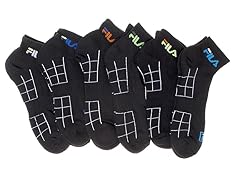 Fila Men's Black 1/4, 6 Pairs