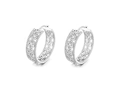 Filigree Flower Hoop Earrings