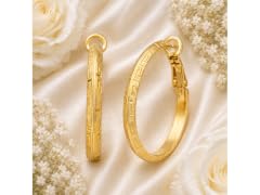 18k Gold Plated Greek Key Hoop Earrings