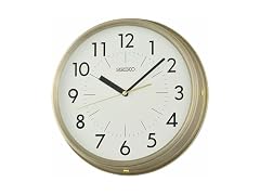 Seiko QXA865GLH Non Ticking Wall Clock, Gold, 12 Inches