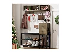 39" Entryway Coat Rack Shoe Bench